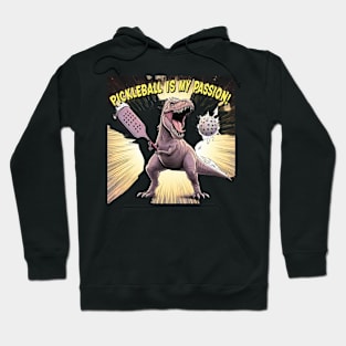 Dinosaur T-Rex Playing Pickleball Hoodie